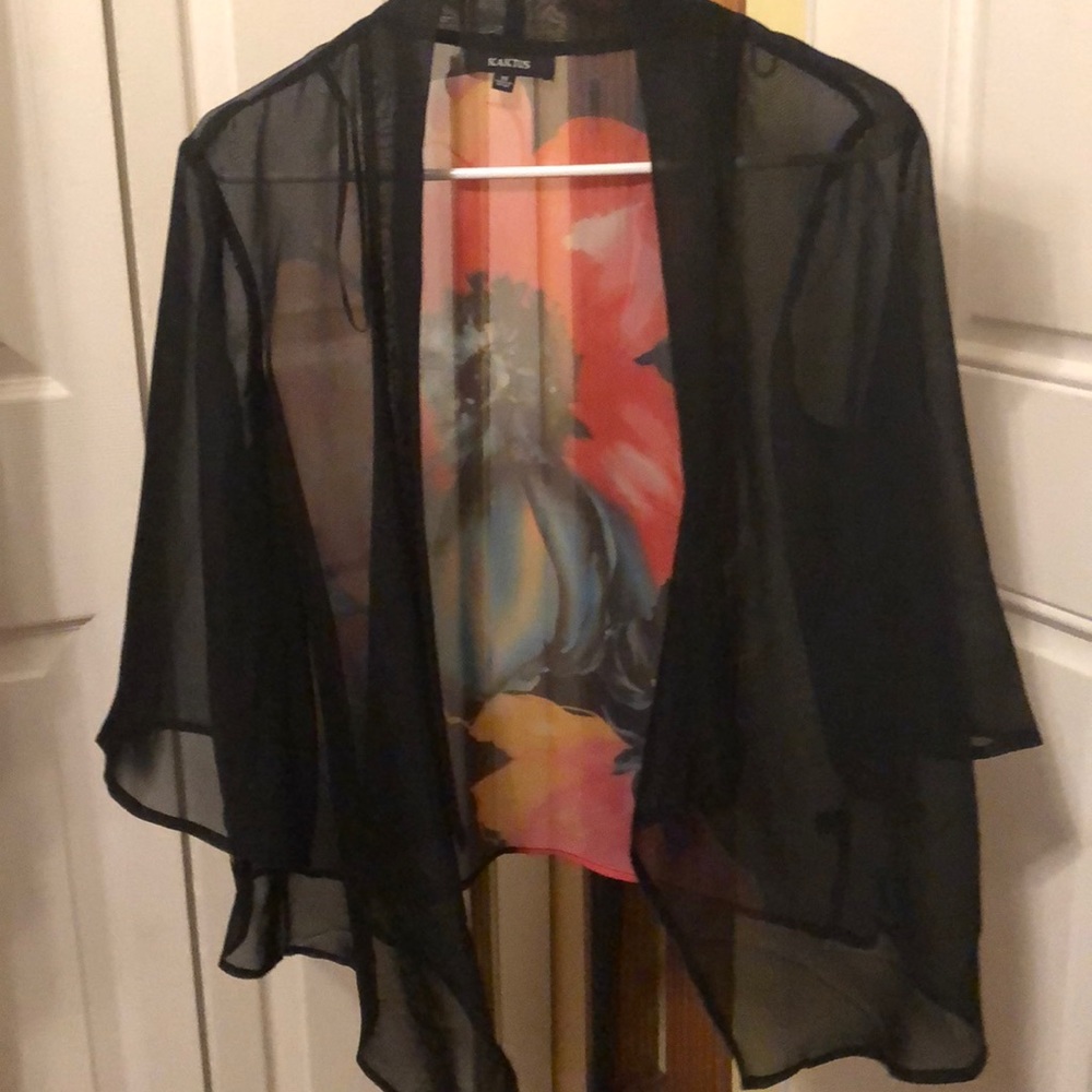 KAKTUS Floral Black Kimono Cover Up